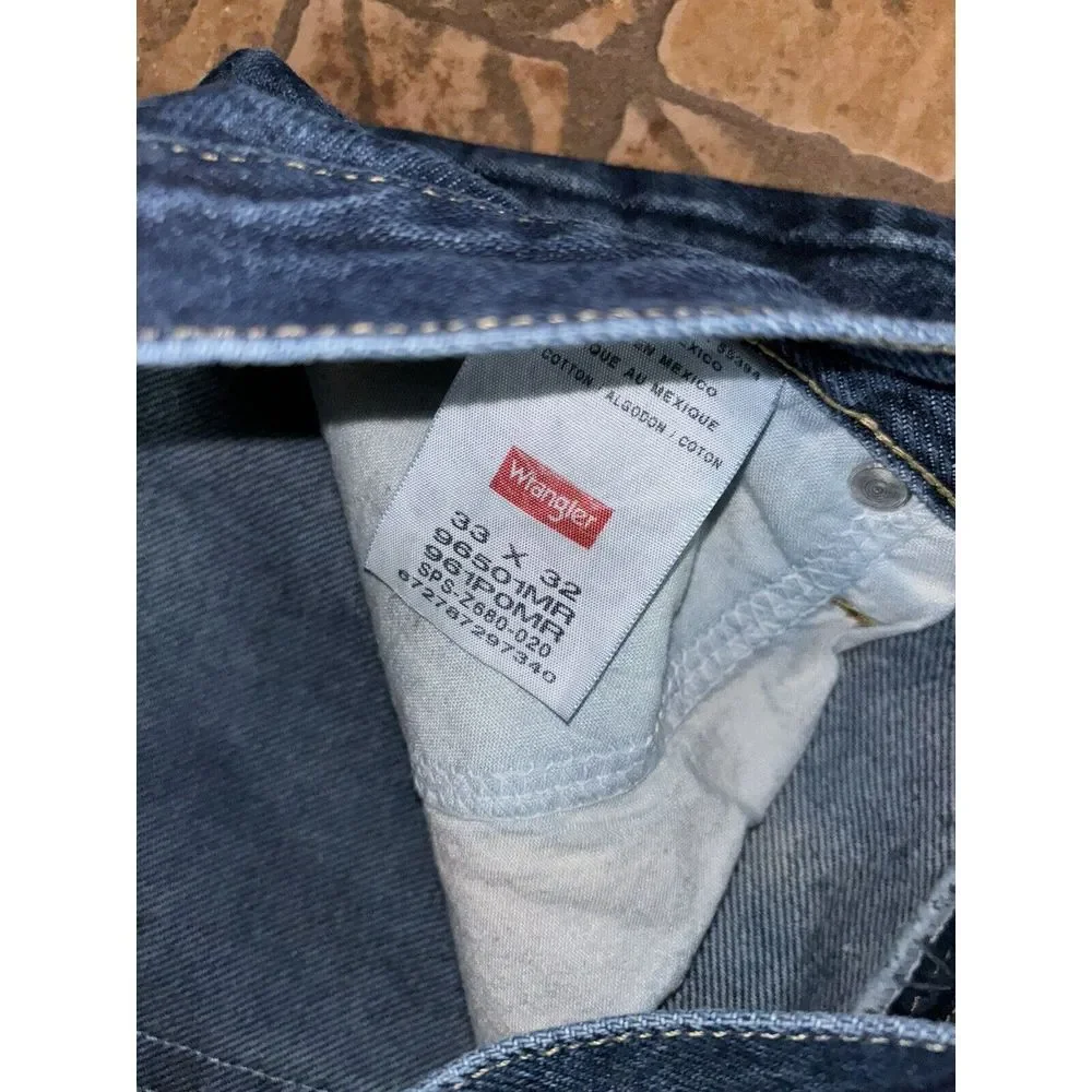 Vintage 1990s 1980s Wrangler Dark Blue Denim Jeans‎ 33x32 Workwear Men's Greaser